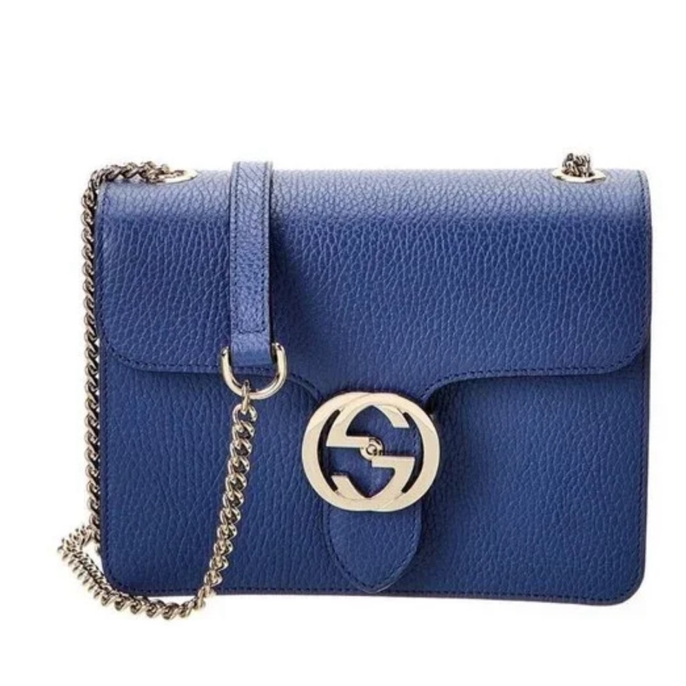 $2,450 New Authentic GUCCI Interlocking Blue Caspian Purse Chain bag